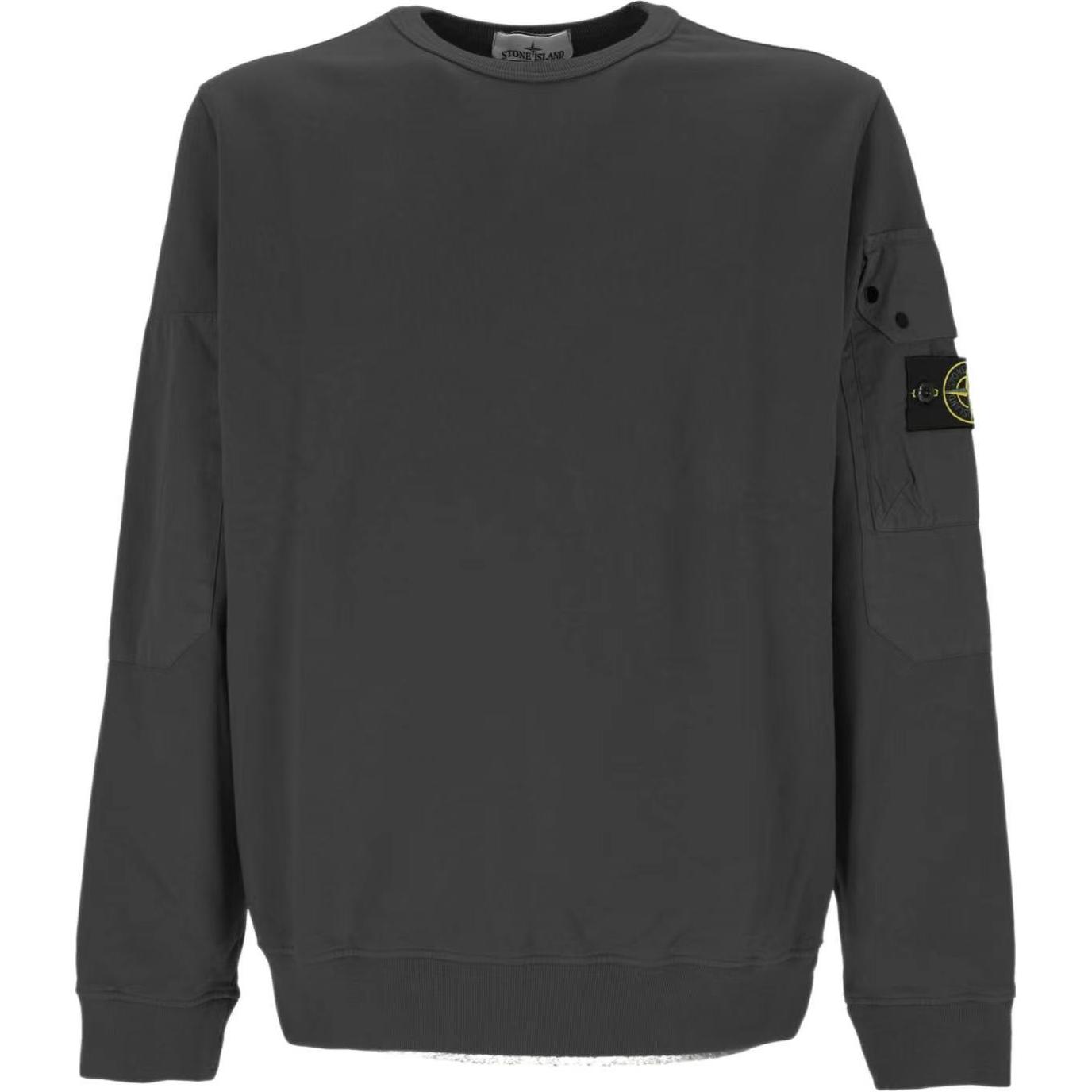 Stone Island FW24 Logo Arm Pocket Fleece Cotton Crewneck Sweatshirt Grey Unisex 811563920-V0062 圖 2