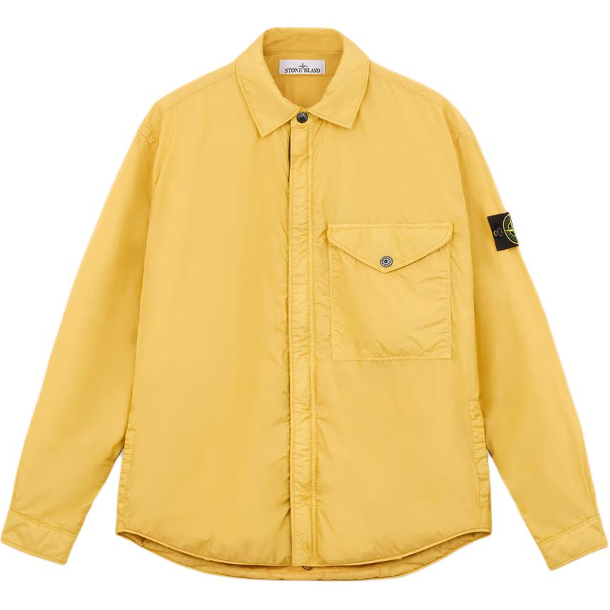 STONE ISLAND FW24 Logo Collar Zip-Up Long Sleeve Jacket Men’s Ochre Color. 8115Q0123-V0033