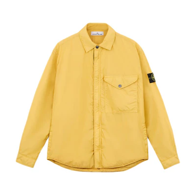 STONE ISLAND FW24 Logo Collar Zip-Up Long Sleeve Jacket Men’s Ochre Color. 8115Q0123-V0033