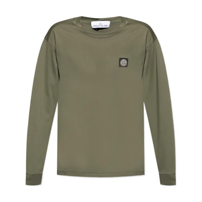 STONE ISLAND FW24 Logo Crewneck Knit Long Sleeve Tee Green. 811522713-V0059