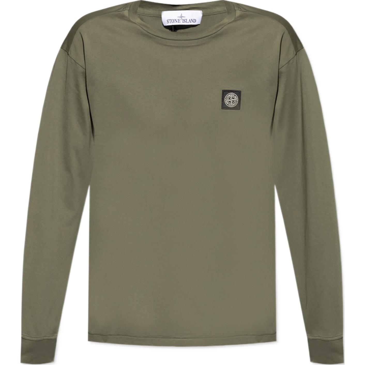 Order STONE ISLAND FW24 Logo Crewneck Knit Lengan Panjang Tee Hijau. 811522713-V0059