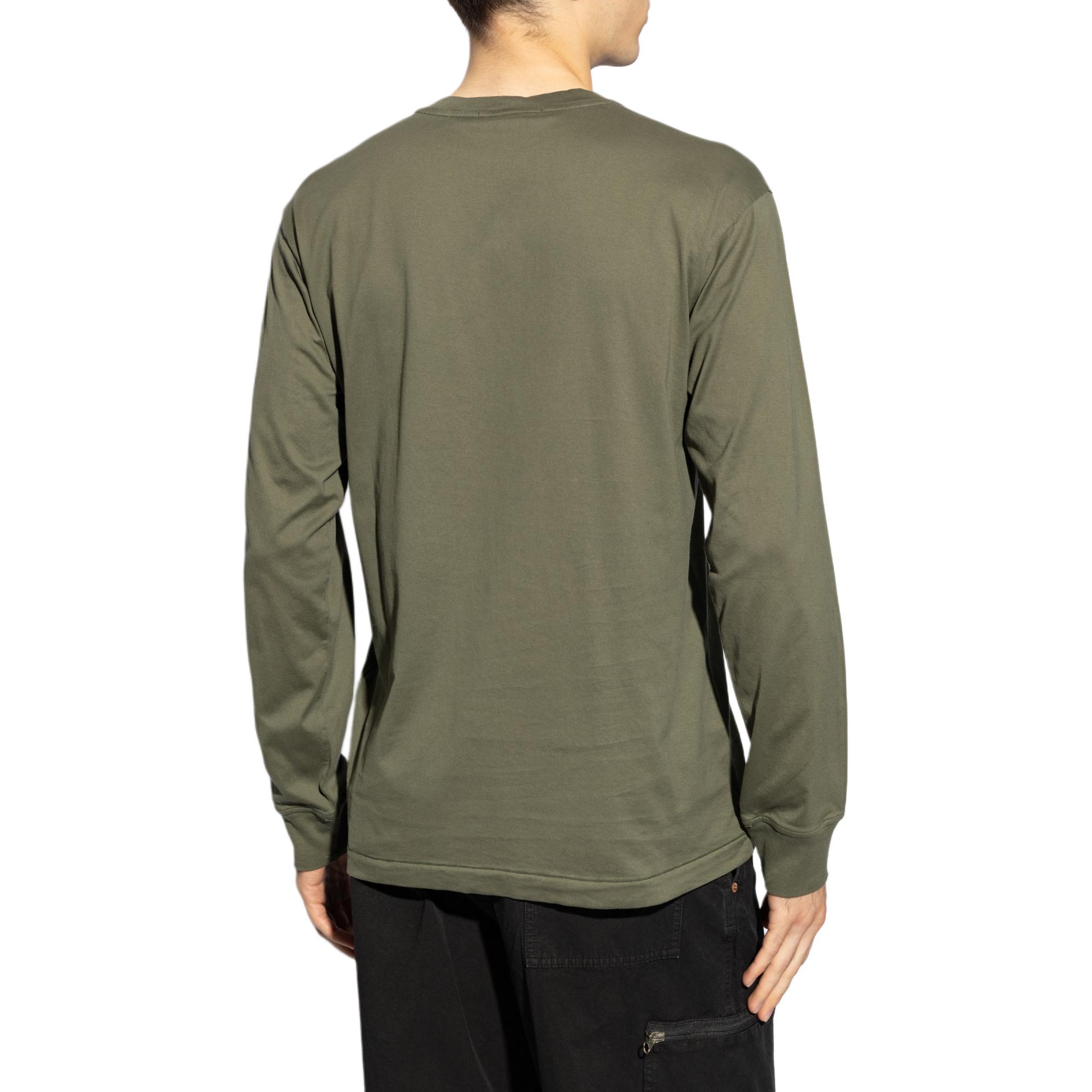 Shop STONE ISLAND FW24 Logo Crewneck Knit Lengan Panjang Tee Hijau. 811522713-V0059