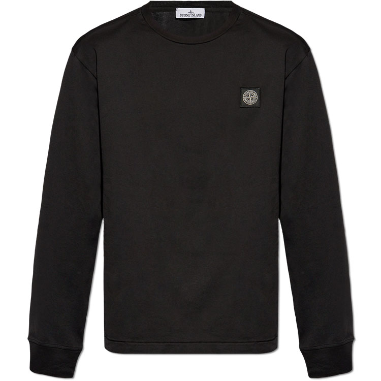 STONE ISLAND FW24 Logo Crewneck Knit Long Sleeve Tee Black 811522713 0-A0029