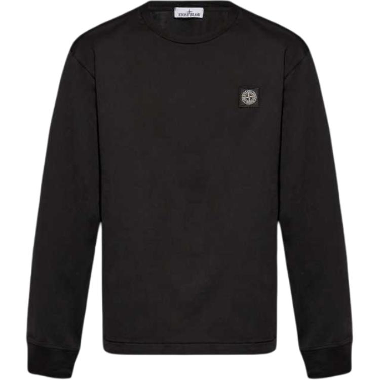 Order STONE ISLAND FW24 Logo Crewneck Knit Sweater Hitam 811522713-A0029