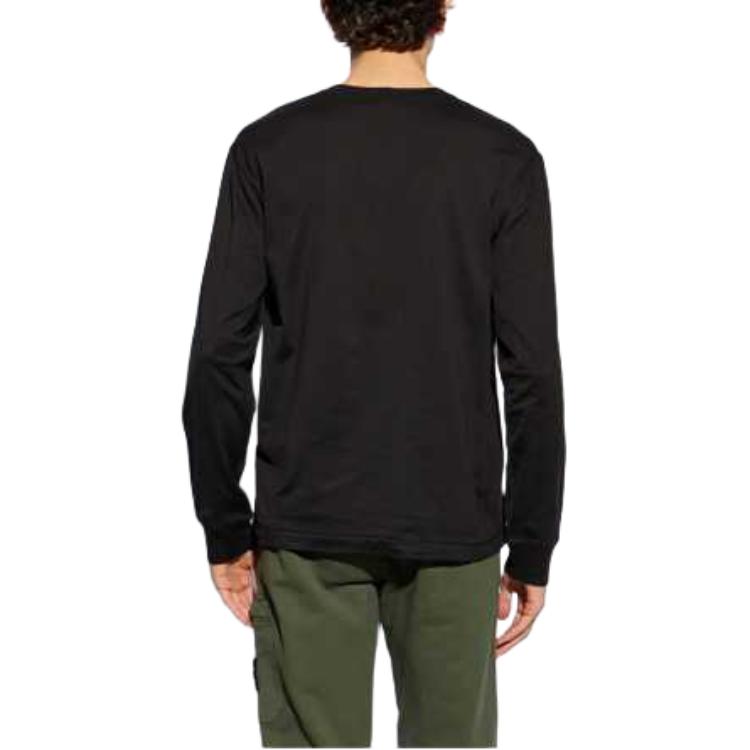 Shop STONE ISLAND FW24 Logo Crewneck Knit Sweater Hitam 811522713-A0029