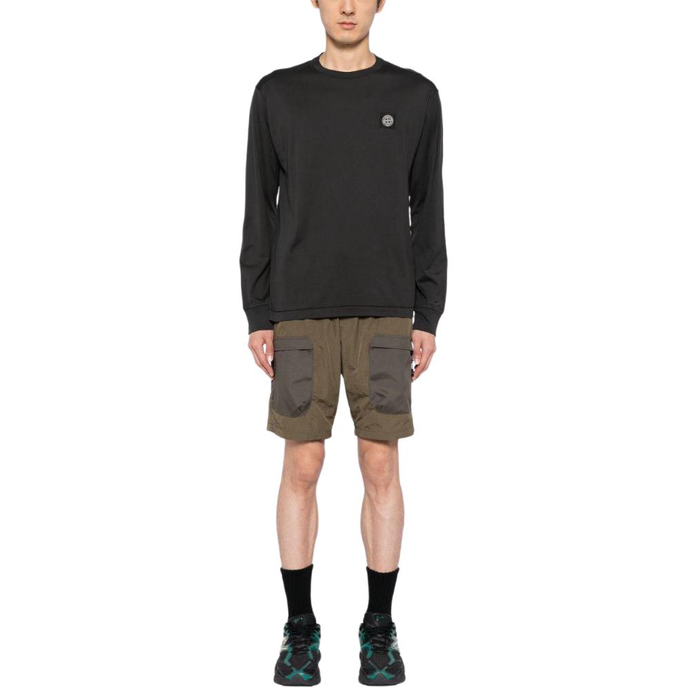 Purchase STONE ISLAND FW24 Logo Crewneck Knit Sweater Hitam 811522713-A0029