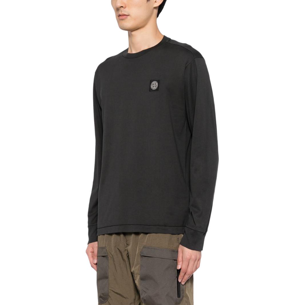 Details for STONE ISLAND FW24 Logo Crewneck Knit Sweater Hitam 811522713-A0029