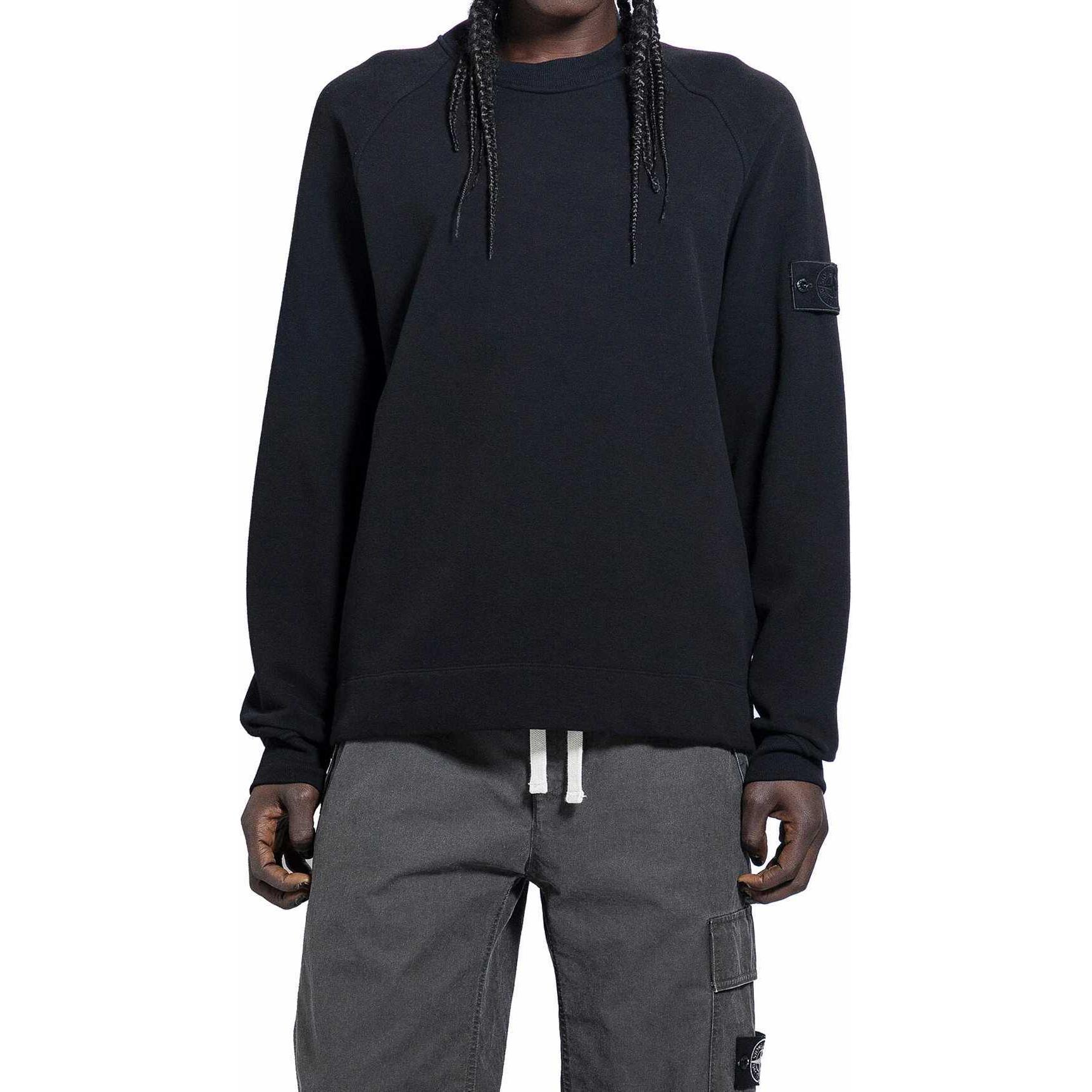 STONE ISLAND FW24 Logo Crewneck Sweatshirt Unisex Black. 811562420-V0029 圖 4