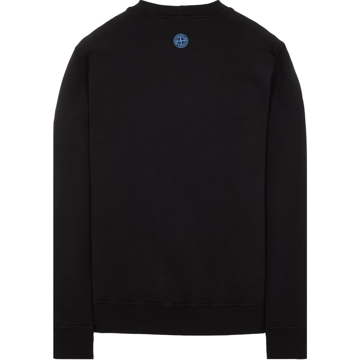 STONE ISLAND FW24 Logo Embroidered Cotton Crewneck Sweatshirt Unisex Black. 811566182-V0029 圖 3