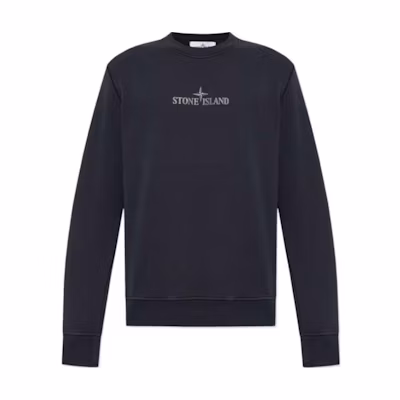 Stone Island FW24 Logo Embroidered Crewneck Sweatshirt Navy Blue 811566182-V0020