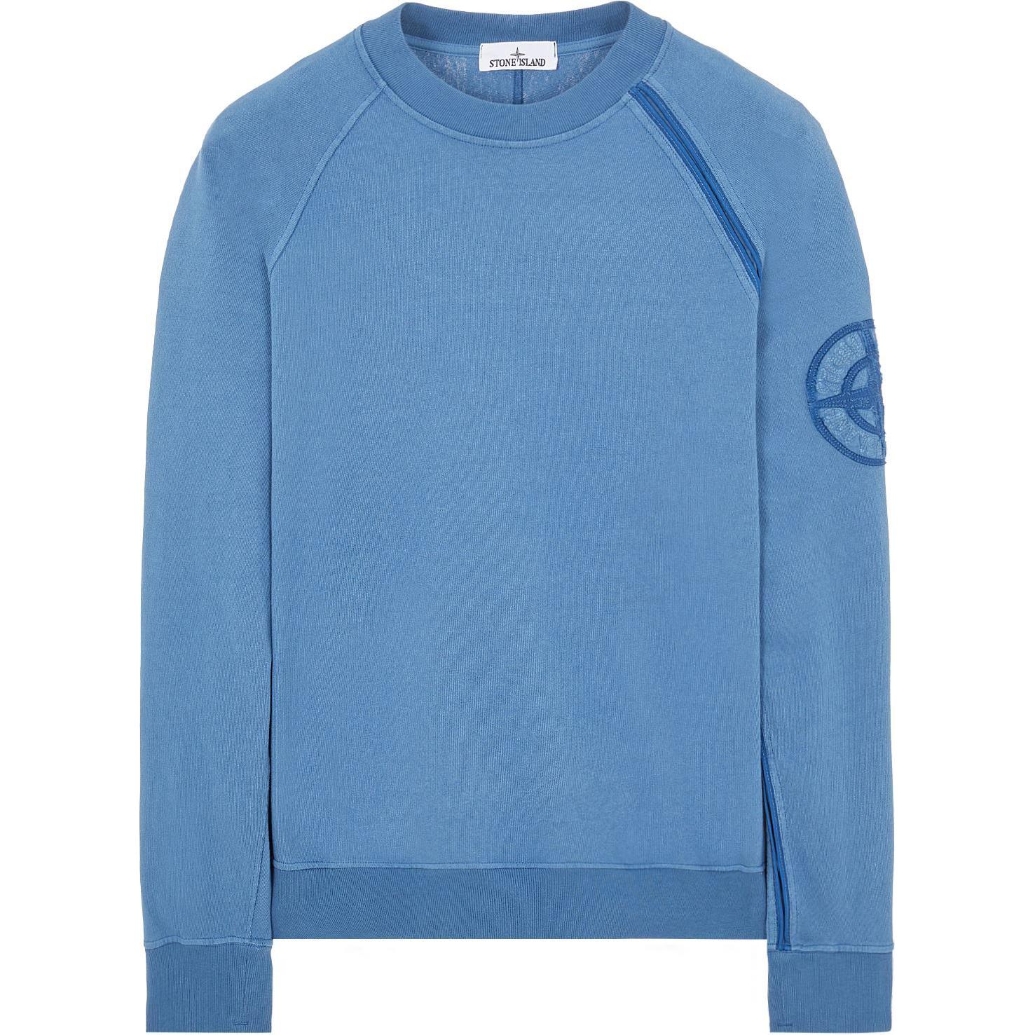 Stone Island FW24 Logo Embroidered Crewneck Sweatshirt Prussian Blue Unisex 8115604M2-V0124