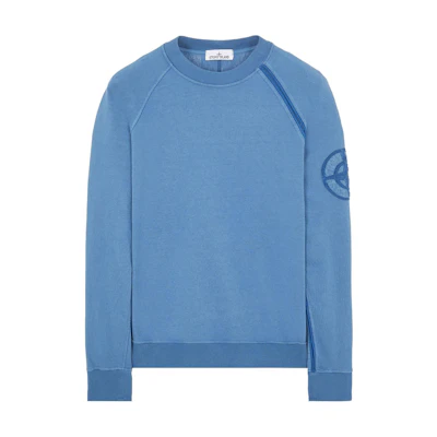 Stone Island FW24 Logo Embroidered Crewneck Sweatshirt Prussian Blue Unisex 8115604M2-V0124