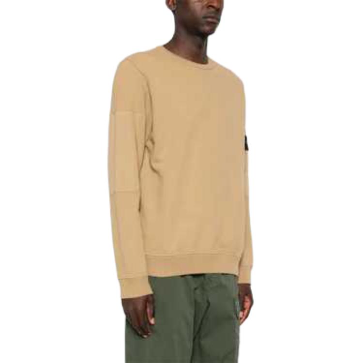 Shop STONE ISLAND FW24 Sweater Fleece Logo Cokelat Unisex 811563920-V0094