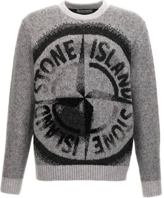 STONE ISLAND FW24 男士灰色Logo图案圆领针织毛衣 8115522D1-V0060 Buy STONE ISLAND FW24 男士灰色Logo图案圆领针织毛衣 8115522D1-V0060