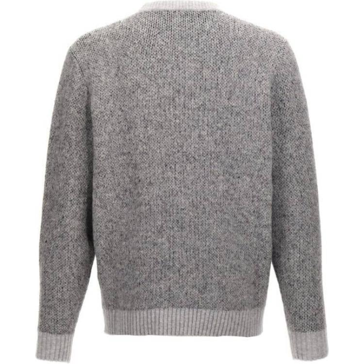 Lookbook STONE ISLAND FW24 男士灰色Logo图案圆领针织毛衣 8115522D1-V0060