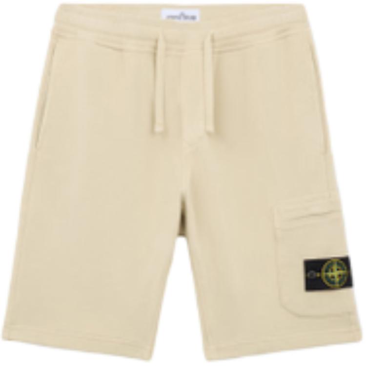 STONE ISLAND FW24 Logo High-Waist Casual Shorts Beige Menswear. 811564651-V0097