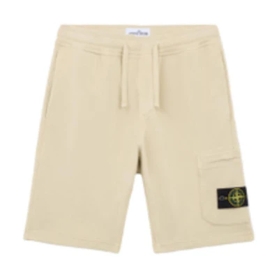 STONE ISLAND FW24 Logo High-Waist Casual Shorts Beige Menswear. 811564651-V0097