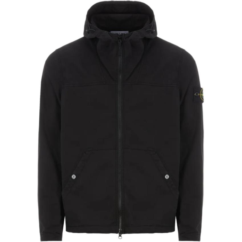 STONE ISLAND FW24 Logo Patch Hooded Zip Jacket Unisex Black 811510110-V0029