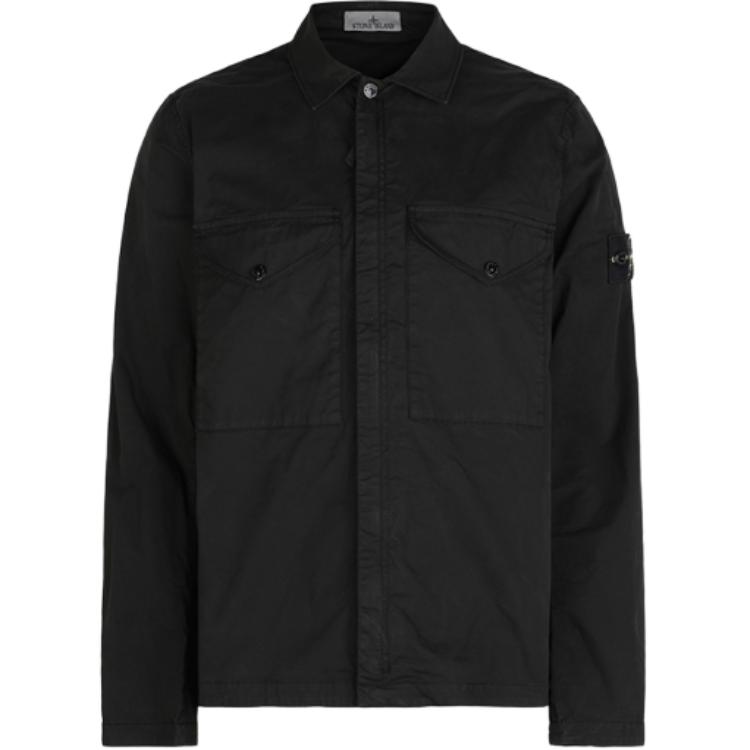 Order 스톤아일랜드 FW24 로고 피케 코튼 집 셔츠 자켓 블랙 남성 아우터웨어 811510210-V0029