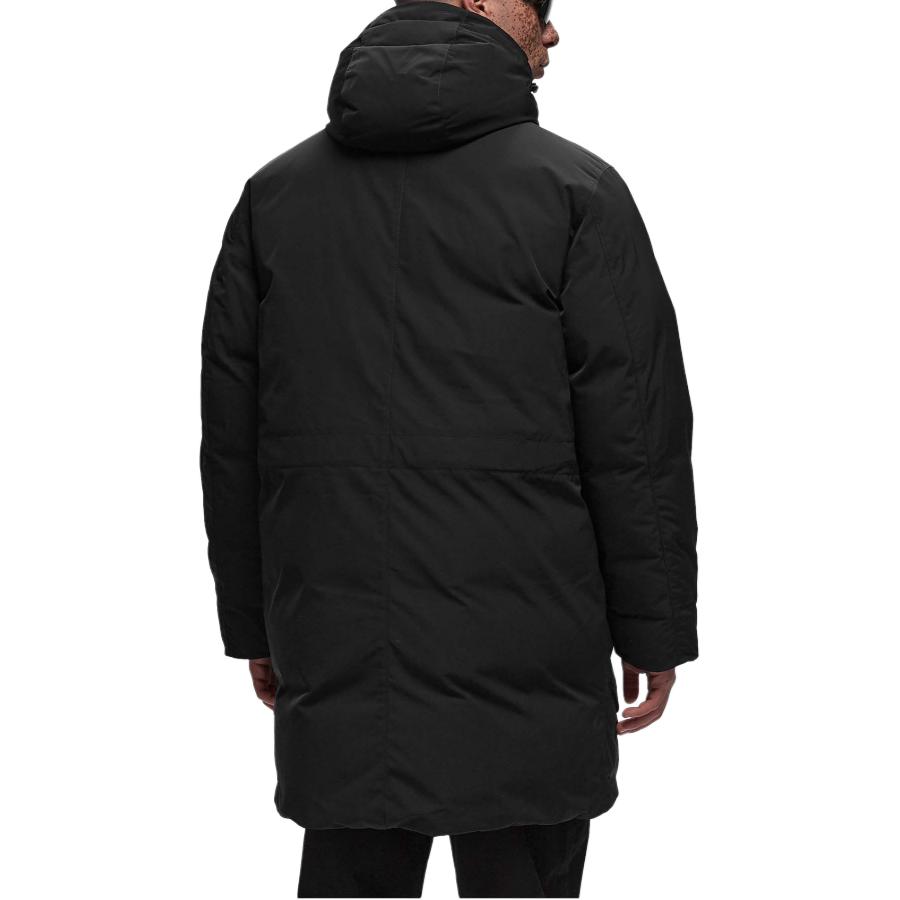 Shop Stone Island FW24 微斜紋黑色連帽長版羽絨外套 811570726-V0029