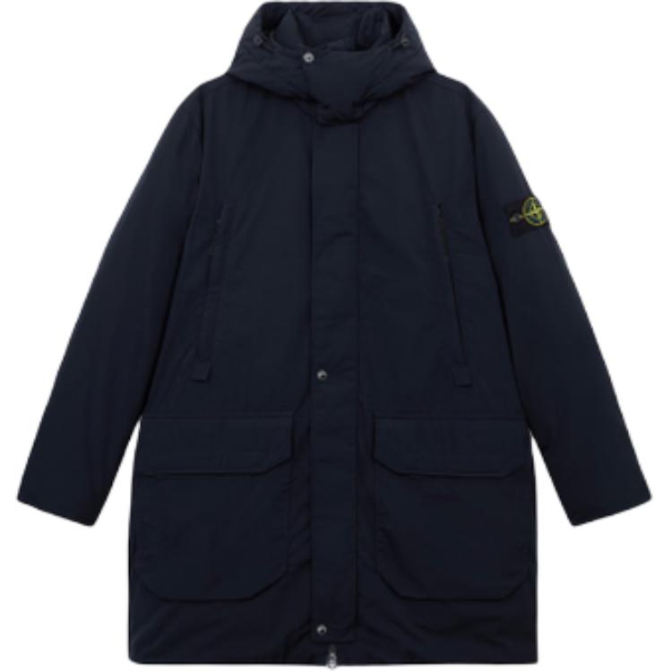 STONE ISLAND FW24 Micro Twill Navy Blue Hooded Long Down Jacket Mens 811570726-V0020 圖 2