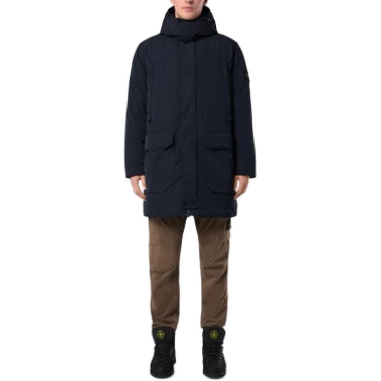 STONE ISLAND FW24 Micro Twill Navy Blue Hooded Long Down Jacket Mens 811570726-V0020 圖 4