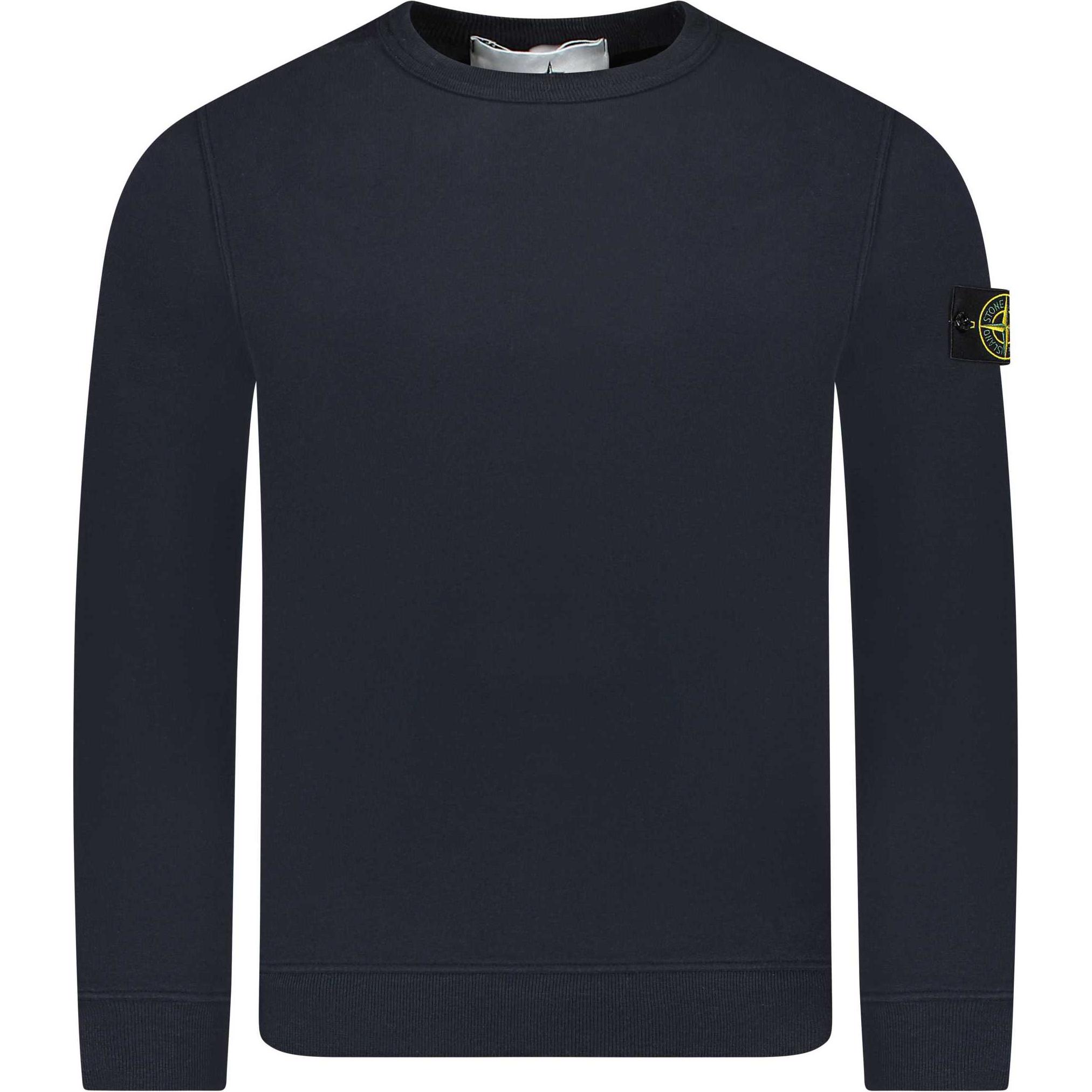 Stone Island FW24 Navy Blue Crewneck Logo Sweatshirt for Men 811562420-V0020