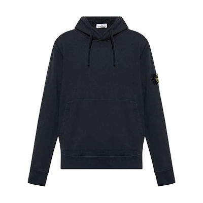 Stone Island FW24 Navy Blue Logo Hoodie Men’s Casual Fit Pullover Sweater 811564151-A0020