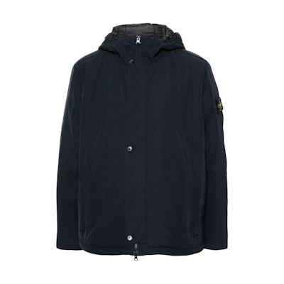 STONE ISLAND FW24 Navy Blue Nylon Compass Logo Hooded Jacket for Men 811543426-V0020