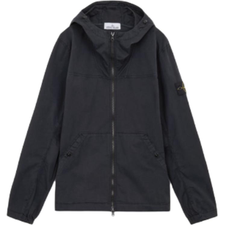 Stone Island FW24 Navy Blue Pima Cotton Zip Hoodie Casual Jacket 811510110-V0020