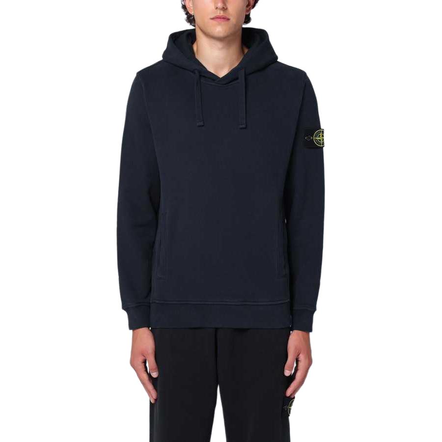 STONE ISLAND FW24 Navy Blue Pullover Hoodie with Logo Print for Men. 811560820-V0020 圖 4