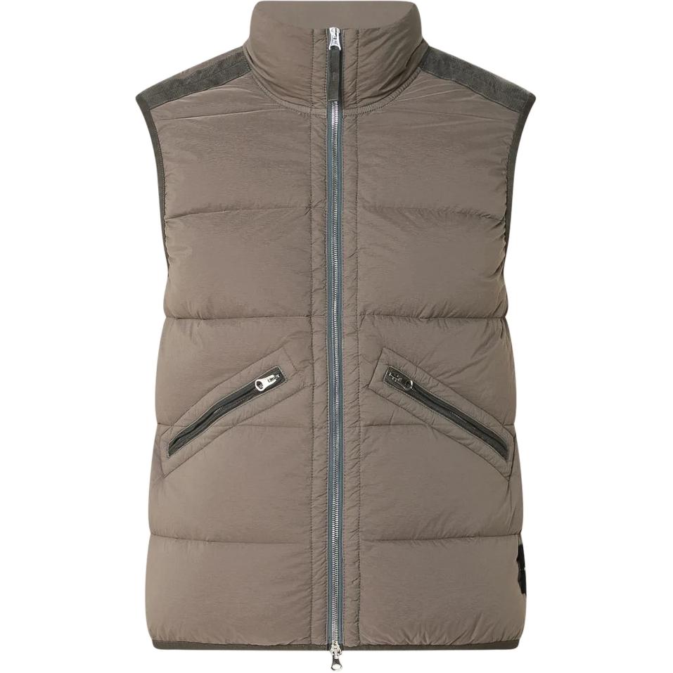 STONE ISLAND FW24 Nylon Down-TC  Brown Sleeveless Down Jacket Vest. 8115G0828-V0075