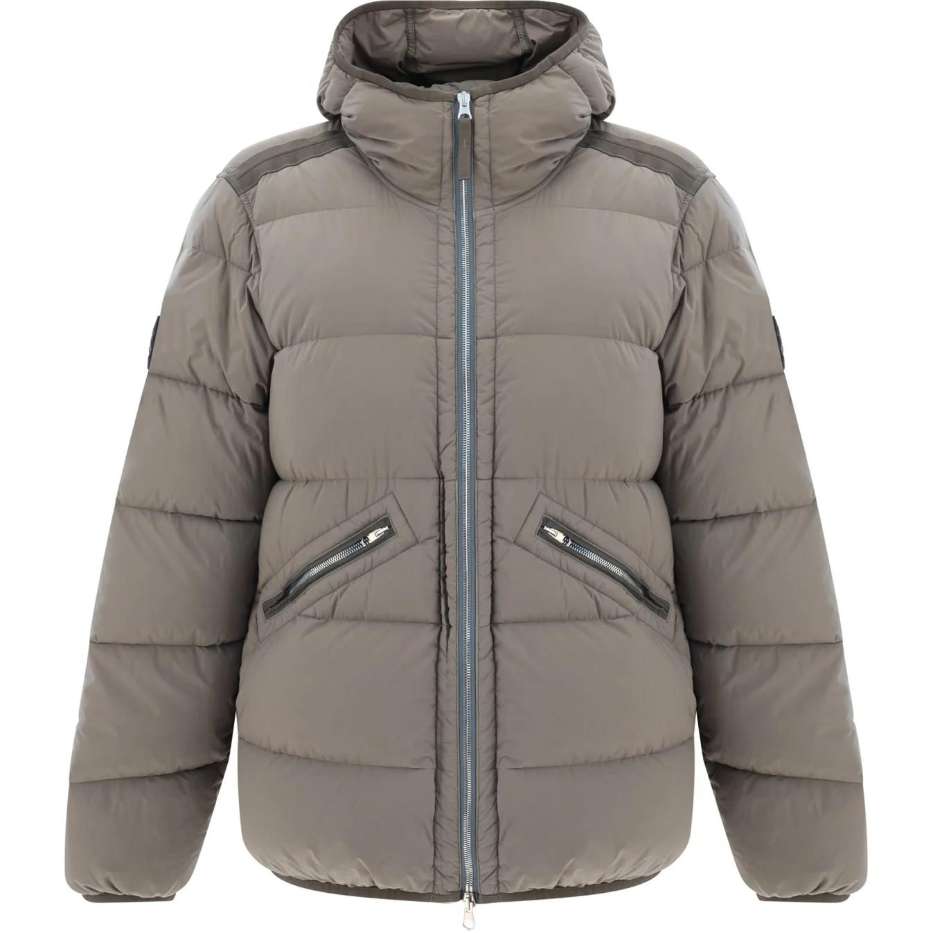 STONE ISLAND FW24 Nylon Down-TC Hooded Zip Jacket Brown Unisex. 811543128-V0075