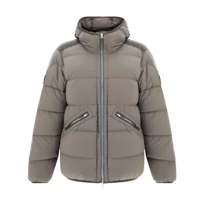 STONE ISLAND FW24 Nylon Down-TC Hooded Zip Jacket Brown Unisex. 811543128-V0075