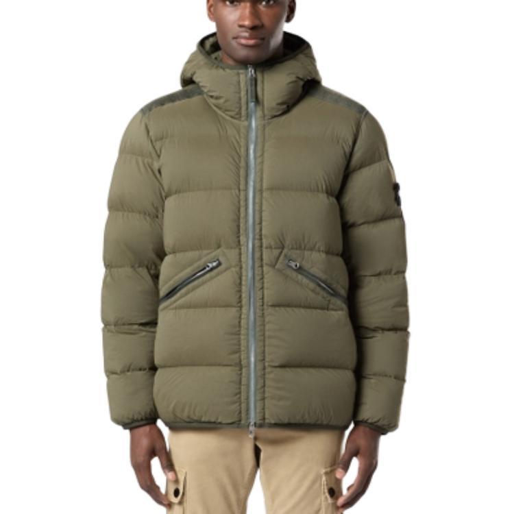 Shop STONE ISLAND FW24 Chaqueta Capucha Nylon Down-TC Verde Abrigo Unisex. 811543128-V0059