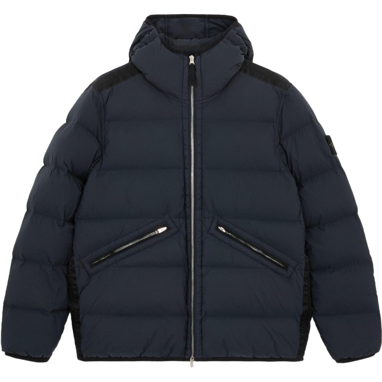 STONE ISLAND FW24 Nylon Down-TC Logo Hooded Puffer Jacket Navy Unisex 811543128-V0020