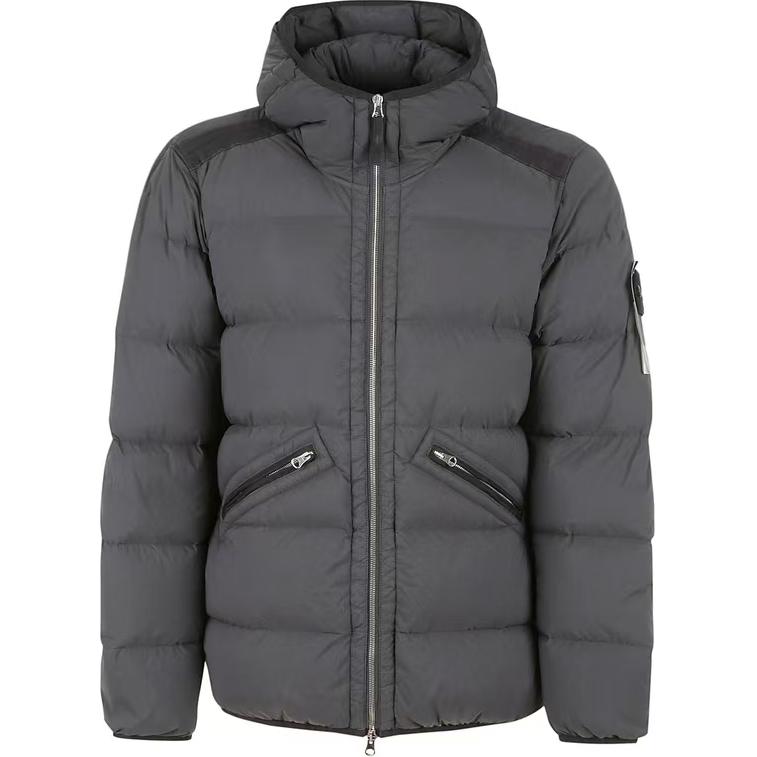 STONE ISLAND FW24 Nylon Down-TC Logo Hooded Puffer Jacket Unisex Grey. 811543128-V0062