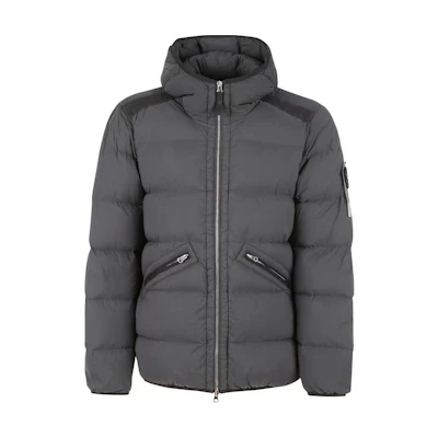 STONE ISLAND FW24 Nylon Down-TC Logo Hooded Puffer Jacket Unisex Grey. 811543128-V0062