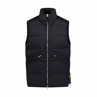 STONE ISLAND FW24 Nylon Down Vest Black - Unisex Water-Repellent Winter Gilet 8115G0828-V0029