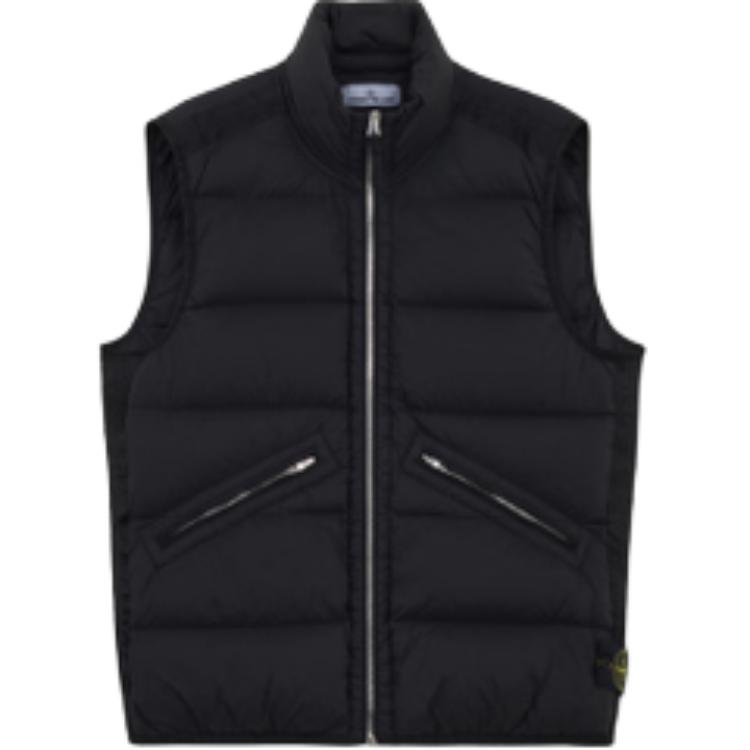 Order STONE ISLAND FW24 Chaleco Negro Unisex Impermeable Invierno Nylon Acolchado 8115G0828-V0029