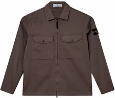 STONE ISLAND FW24 Organic Cotton Logo Sleeve Patch Zip Jacket Brown Shirt 811512808-V0075 STONE ISLAND FW24 Organic Cotton Logo Sleeve Patch Zip Jacket Brown Shirt 811512808-V0075