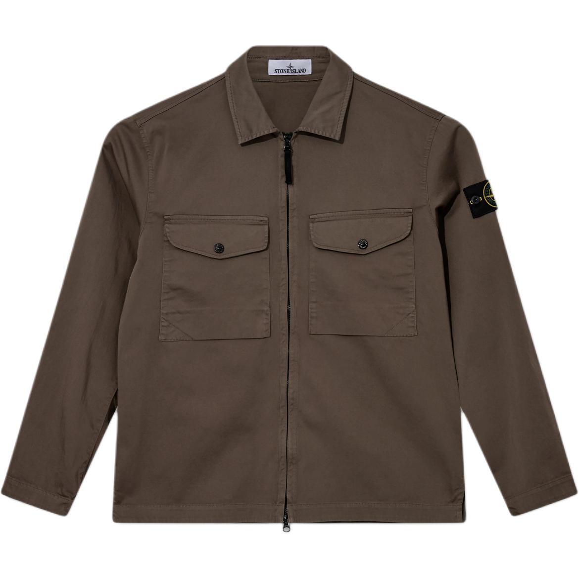 STONE ISLAND FW24 Organic Cotton Logo Sleeve Patch Zip Jacket Brown  Shirt 811512808-V0075 圖 2