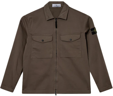 STONE ISLAND FW24 Jaket Coklat Kapas Organik Lengan Patch Logo Zip. 811512808-V0075 Order STONE ISLAND FW24 Jaket Coklat Kapas Organik Lengan Patch Logo Zip. 811512808-V0075