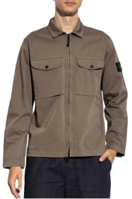 STONE ISLAND FW24 Jaket Coklat Kapas Organik Lengan Patch Logo Zip. 811512808-V0075 Shop STONE ISLAND FW24 Jaket Coklat Kapas Organik Lengan Patch Logo Zip. 811512808-V0075