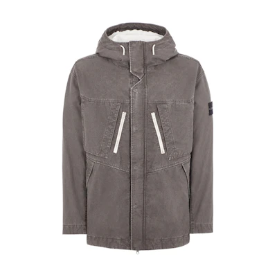 Stone Island FW24 Panama Recycled Oxide Plating Jacket Grey - Unisex Logo Patch Design 8115459T1-V0062