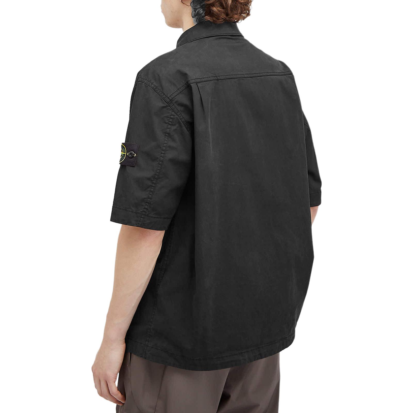 Shop STONE ISLAND FW24 Pima 棉 經典徽章短袖襯衫 男女款 811512410-V0029
