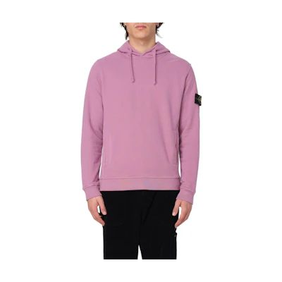 Stone Island FW24 Pink Pullover Hoodie with Logo Print and Drawstring 811560820-V0086