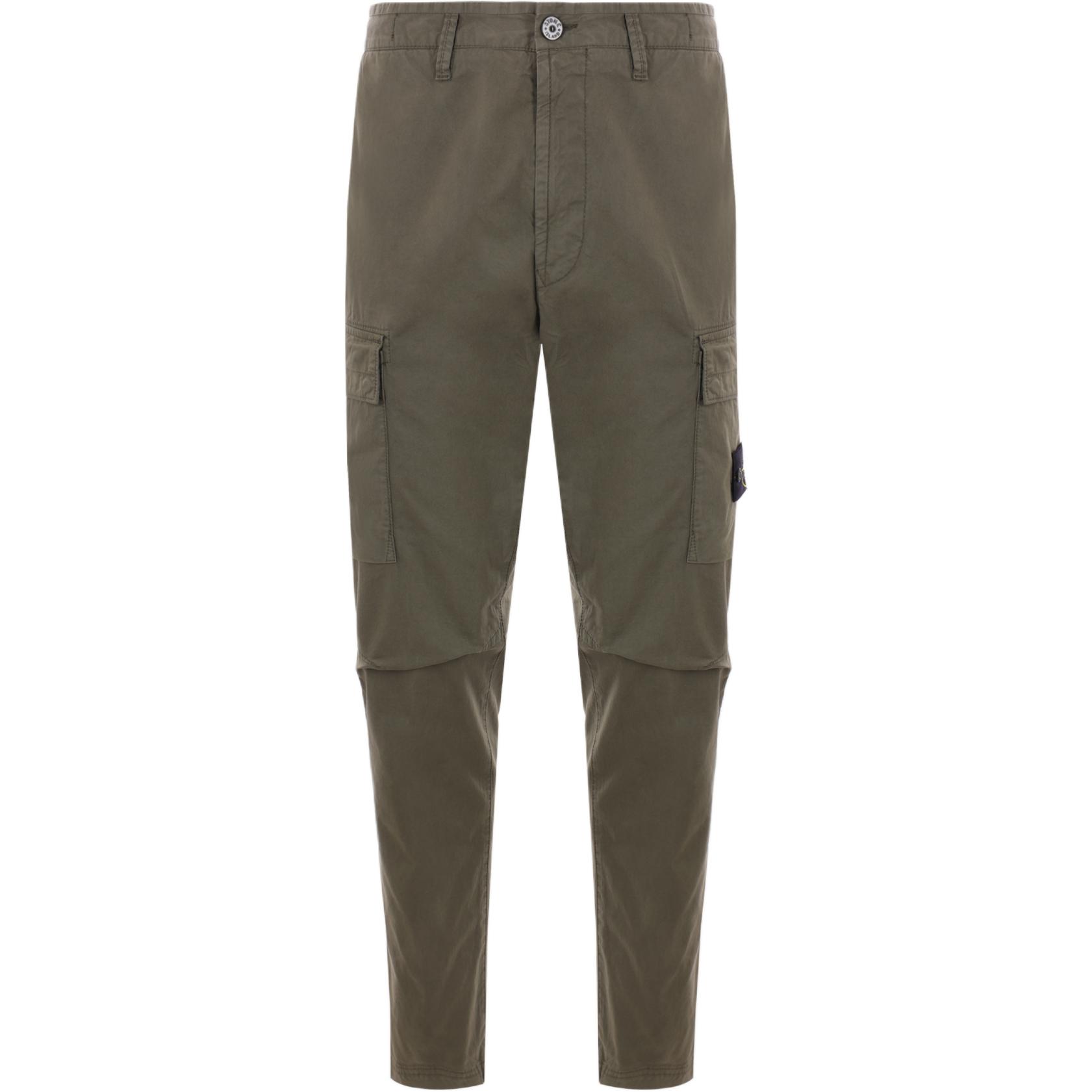 Stone Island FW24 Pure Cotton Tapered Utility Cargo Pants Men’s Musk Green. 811530410-V0059