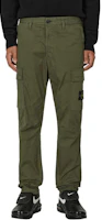 Shop Stone Island FW24 Pure Cotton Tapered Utility Cargo Pants Men’s Musk Green. 811530410-V0059