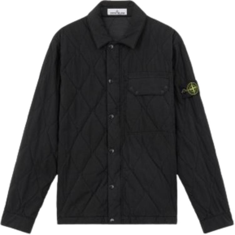 STONE ISLAND FW24 Quilted Shirt Jacket, Unisex Black Single Pocket Design. 8115Q0633-V0029 圖 2